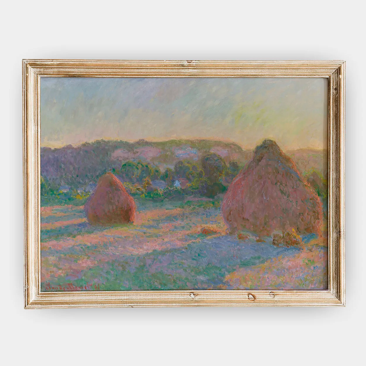 Claude Monet - Stacks of Wheat (End of Summer) #128 a beautiful painting reproduction by GalleryInk.Art