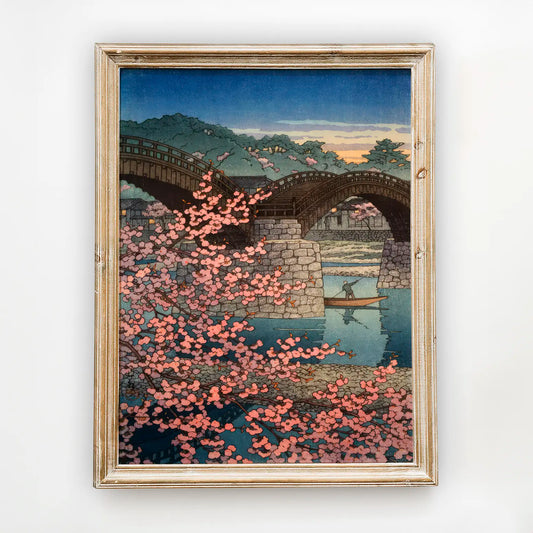 Hasui Kawase - Evening Spring at Kintai Bridge #41 a beautiful painting reproduction by GalleryInk.Art