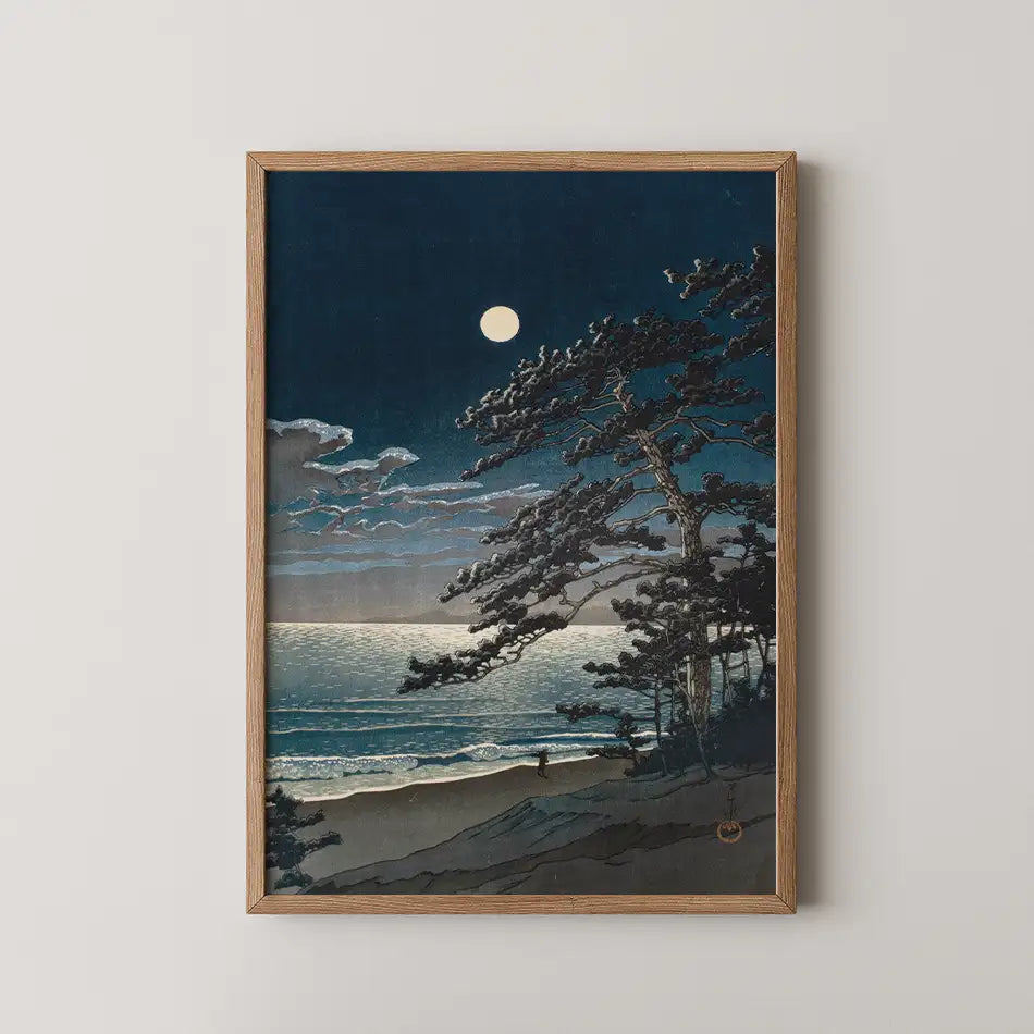 Spring Moon at Ninomiya Beach by Hasui Kawase - Fine Art Print