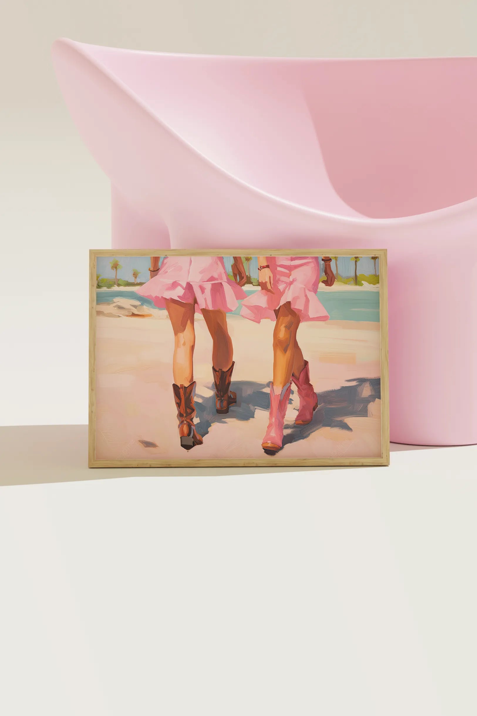 Pastel pink cowgirl painting