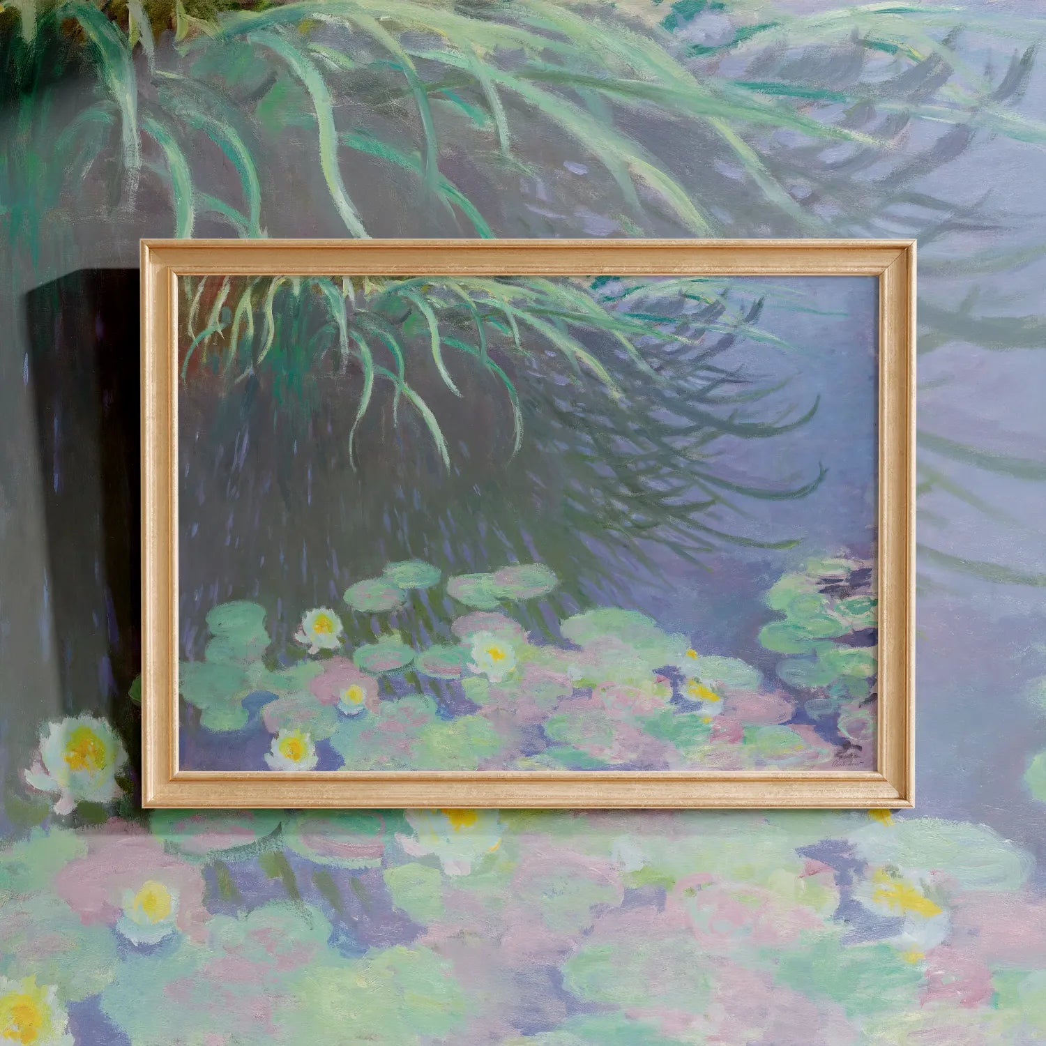 Claude Monet - Nymphéas Avec Reflets De Hautes Herbes #99 a beautiful painting reproduction by GalleryInk.Art