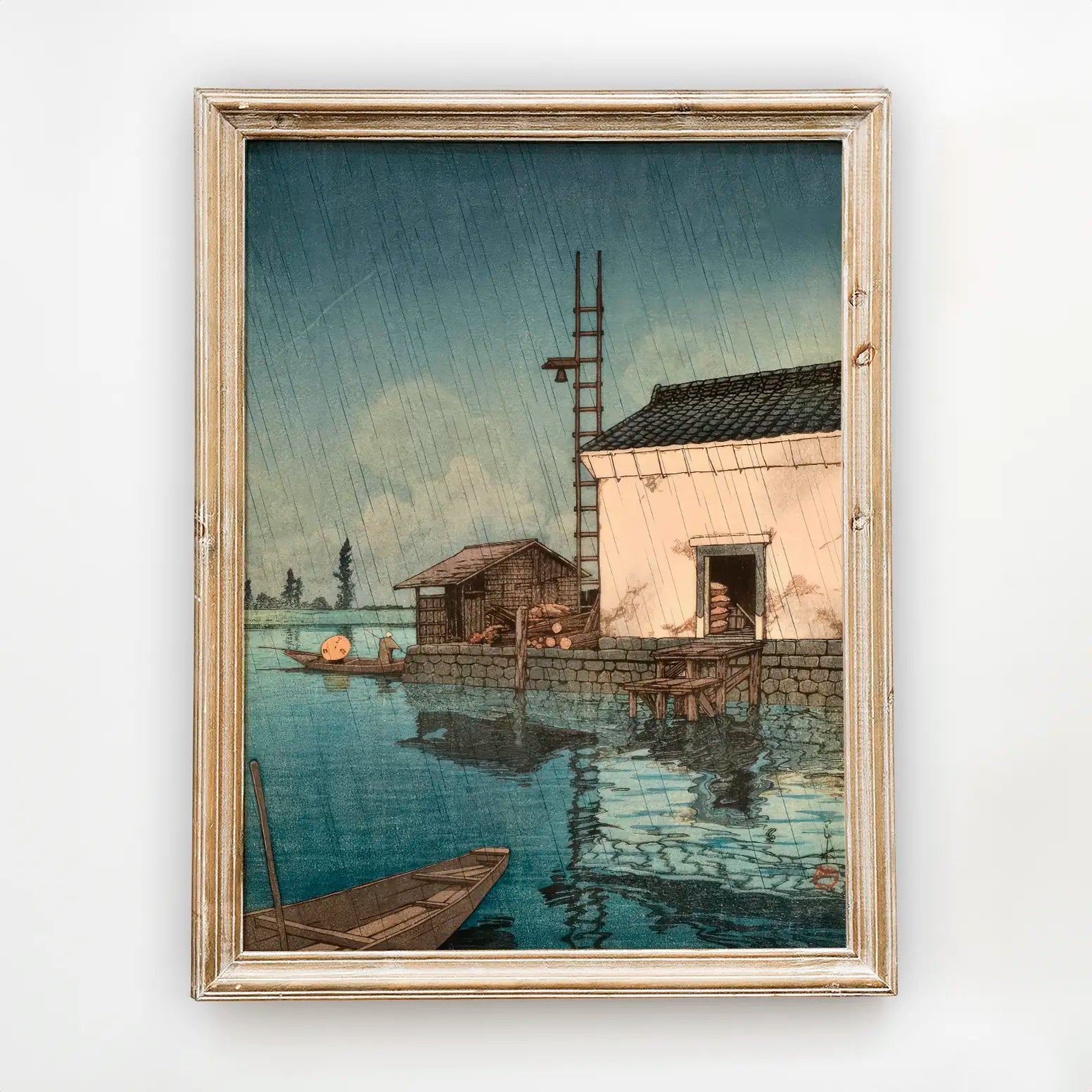 Hasui Kawase - Rain at Ushibori #157 a beautiful painting reproduction by GalleryInk.Art