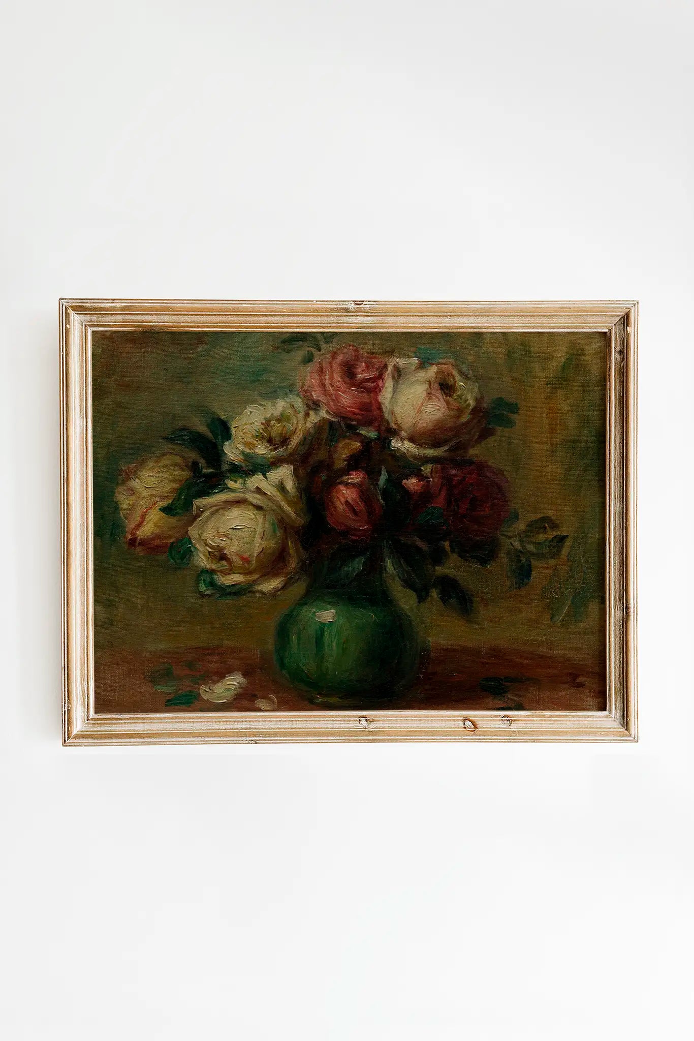 Pierre-Auguste Renoir - Roses in a Vase #34 a beautiful winter painting reproduction printed by GalleryInk.Art