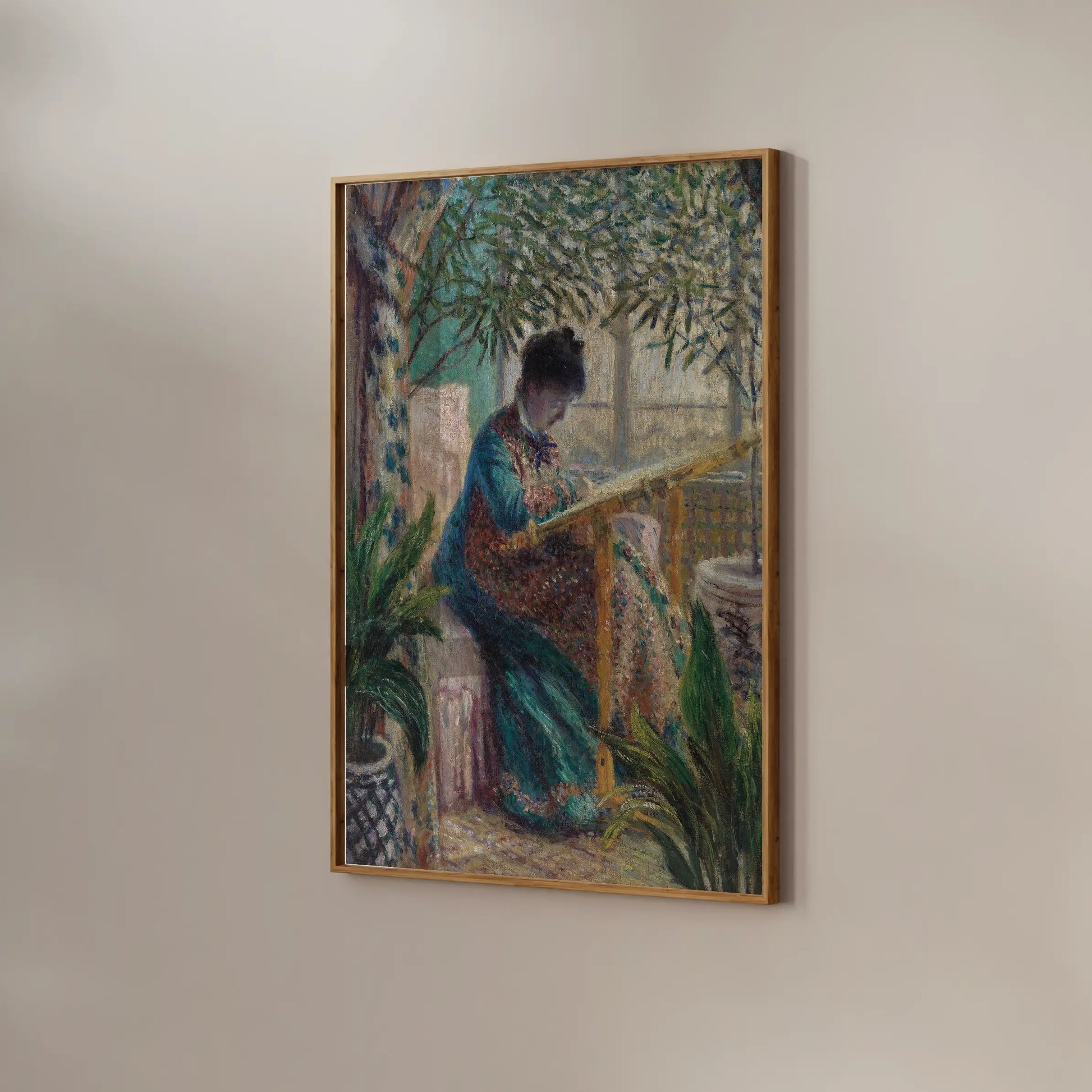 Claude Monet - Madame Monet Embroidering #monet-6 a beautiful painting reproduction by GalleryInk.Art