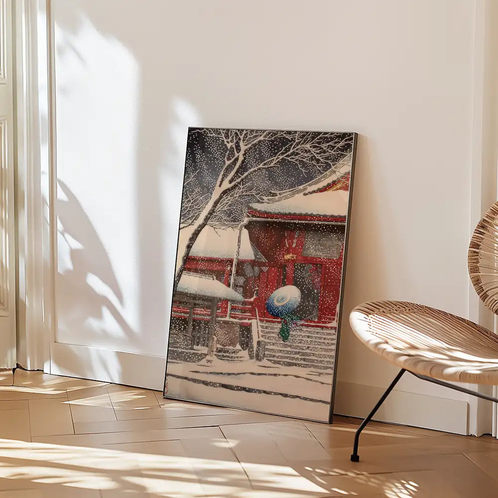 Snow at Kiyomizu Hall, Ueno by Hasui Kawase - Art Print Mockup 3