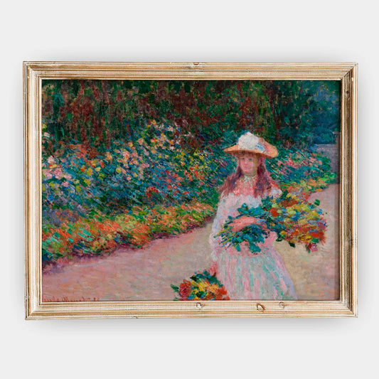 Claude Monet - Jeune fille dans le jardin de Giverny #146 a beautiful painting reproduction by GalleryInk.Art