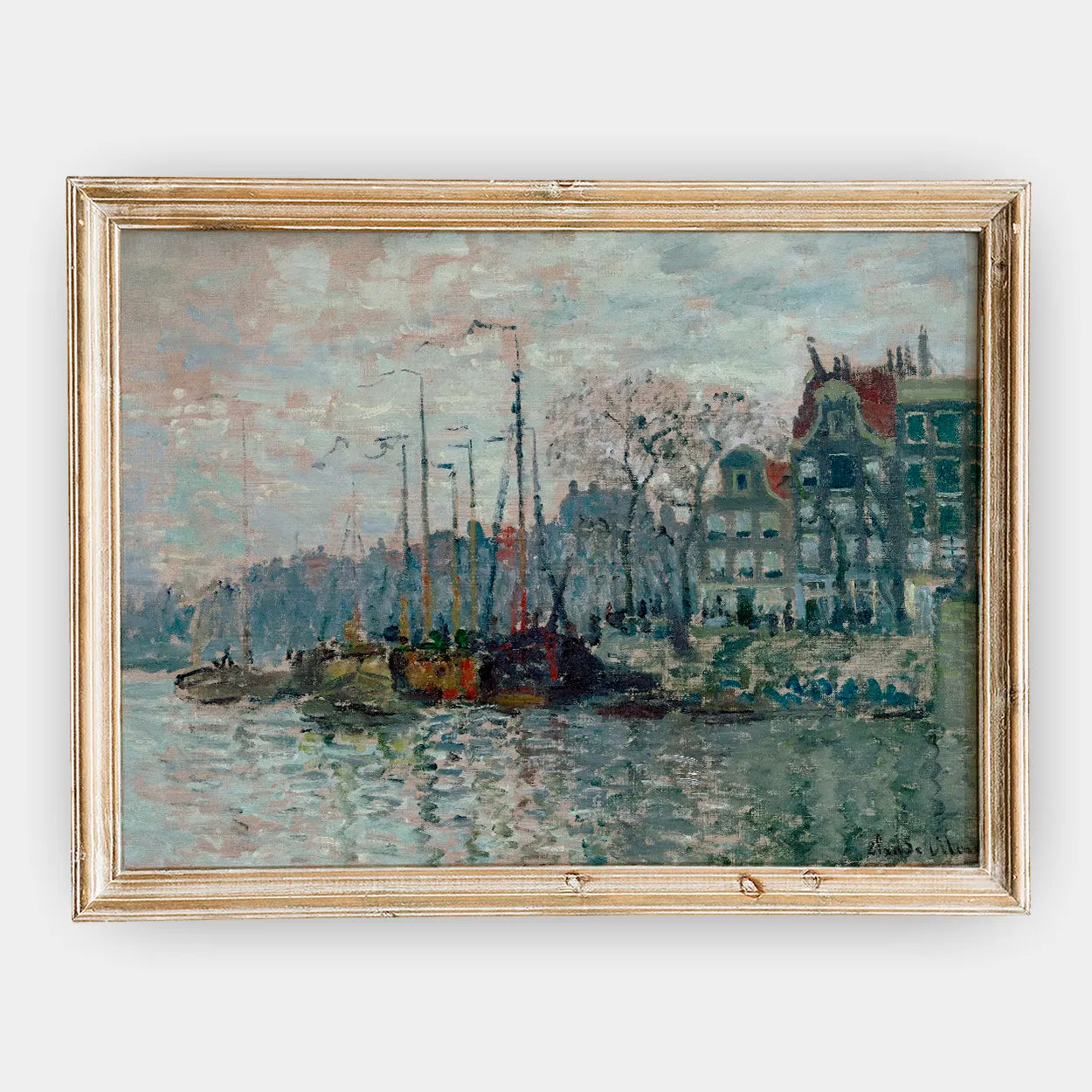 Claude Monet - View of the Prins Hendrikkade and the Kromme Waal in Amsterdam #75 a beautiful painting reproduction by GalleryInk.Art