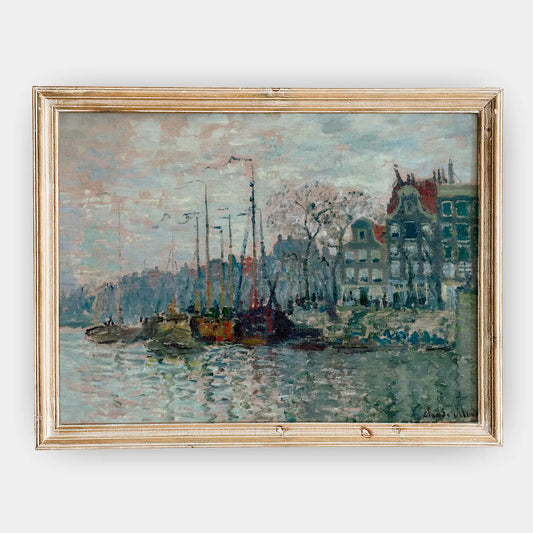 Claude Monet - View of the Prins Hendrikkade and the Kromme Waal in Amsterdam #75 a beautiful painting reproduction by GalleryInk.Art