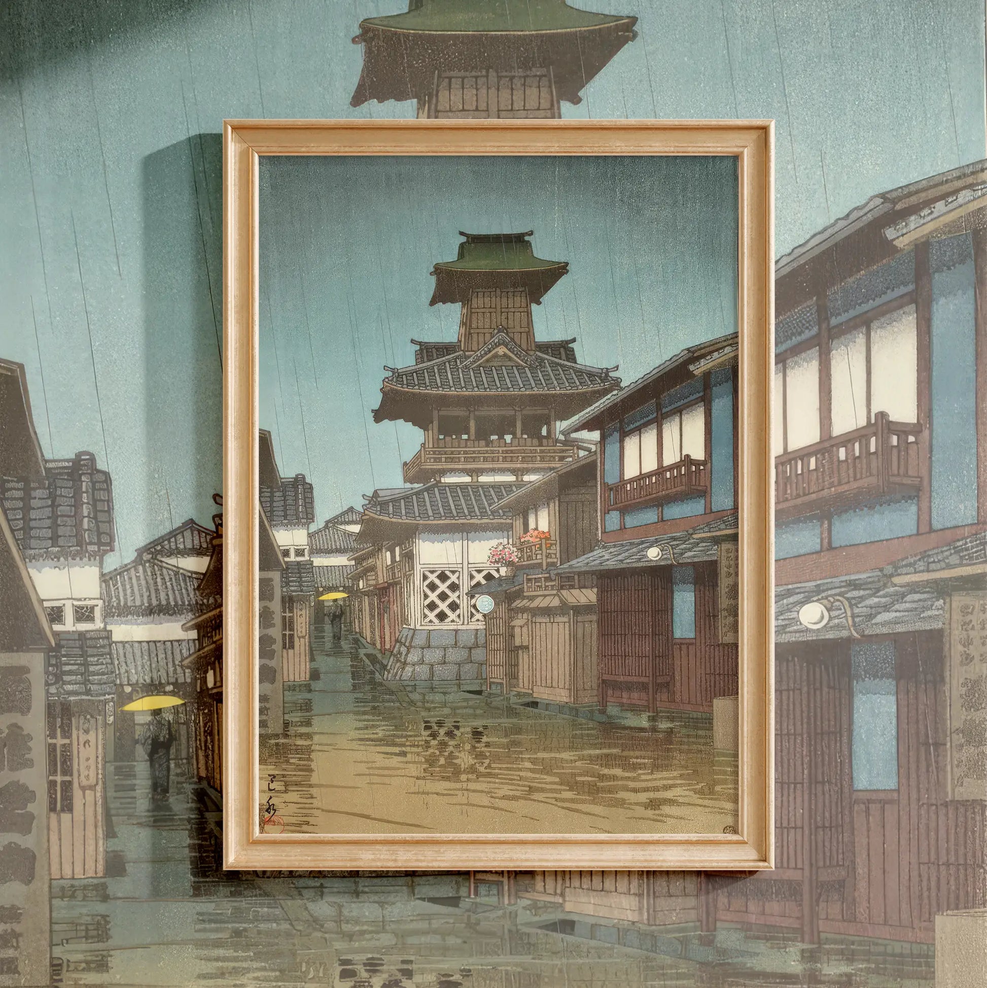 Hasui Kawase - Bell Tower at Okayama #15 a beautiful painting reproduction by GalleryInk.Art